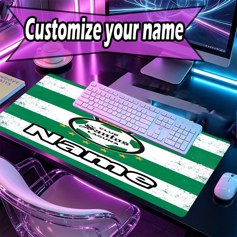 Custom Name Personalized Club Santos Laguna Pattern Mousepad, Laptop PC Desk Mat, Decorative Desk Mat for Home Keyboard Pad Gift