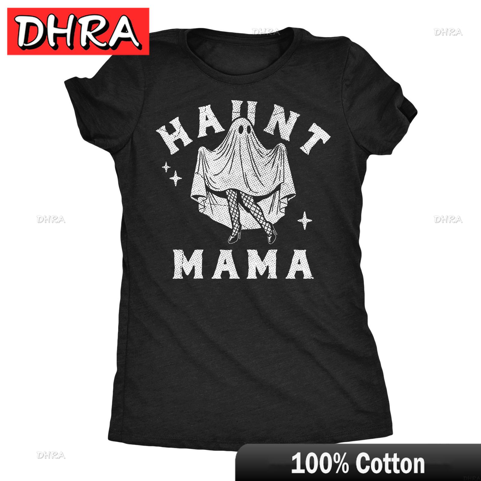 Womens Funny T Shirts Haunt Mama Sarcastic Halloween Graphic Novelty Ghost Tee Vintage Minimalist Retro Aesthetic Crew Neck Tee S