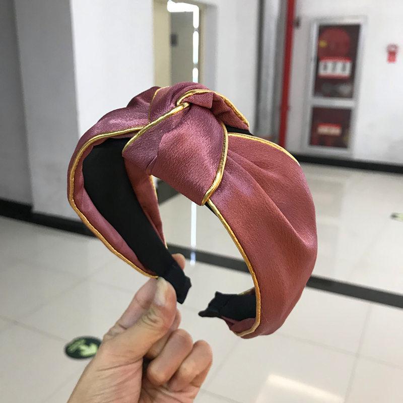 18K Gold Silk Knotted Headband Hairband High Quality Women Bright Satin Fabric Hairband Turban Knot Hair Accessories