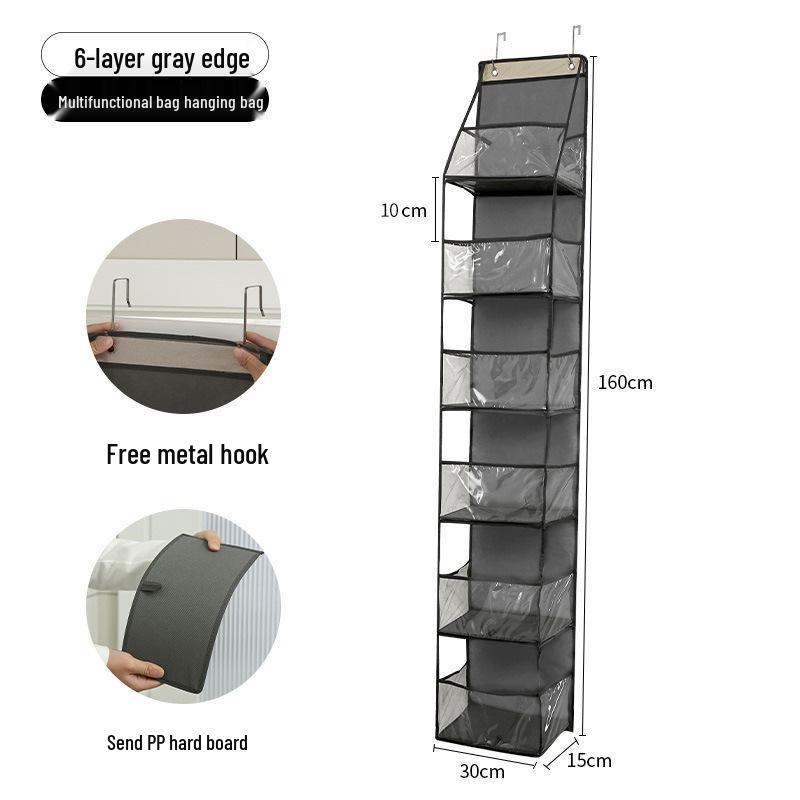 Wall-Mounted Mesh Storage Bag: Layered Hanging Organizer with Transparent Design