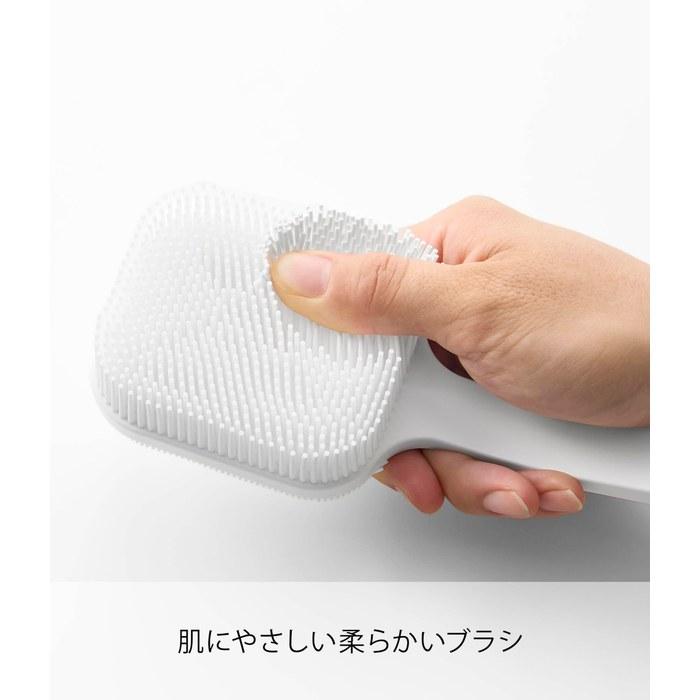 Yamazaki Silicone Body & Facial Brush, White, W7x D35.4x H10.2cm, Tower, Double-Sided, Wall Storage, 10555
