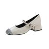 Silver Inner Height Increase Women's Single Shoes with Round Head Soft Sole Flat-soled Ballet Shoes with Mary Jane Shoes Women