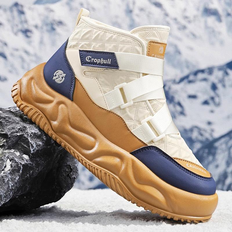 Vintersnöskor för män Håll värmen Bomullsskor Utomhus vandringsskor Plysch Varm Hög Ankel Boot Man Sneakers
