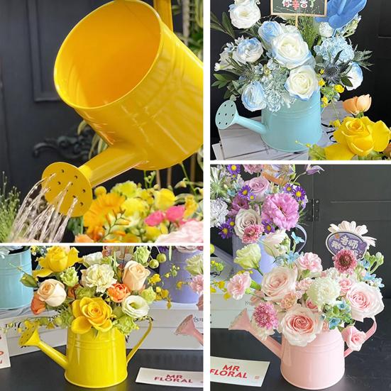 Metallvannkanne for Innendørsplanter Vannkanne med Bred Åpning Rustikk Blomsterarrangementsvase med Håndtak for Balkong Kontor Stue