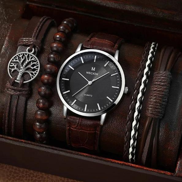 Men's 3-Piece Business Gift Set: Watch, Bracelet, and Necklace for Holidays or Birthdays