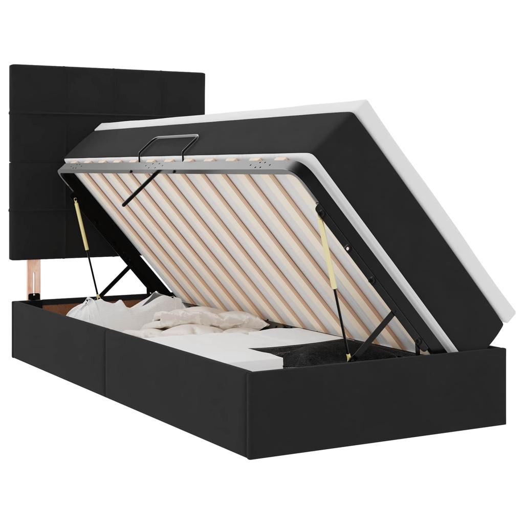 Storage Bed with Mattress Black 90 x 200 cm Velvet