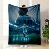 Soccer Star Celebration On Field Patterned Flannel Blanket Perfect for the Bedroom Living Room, Sofa, or a Little Nap