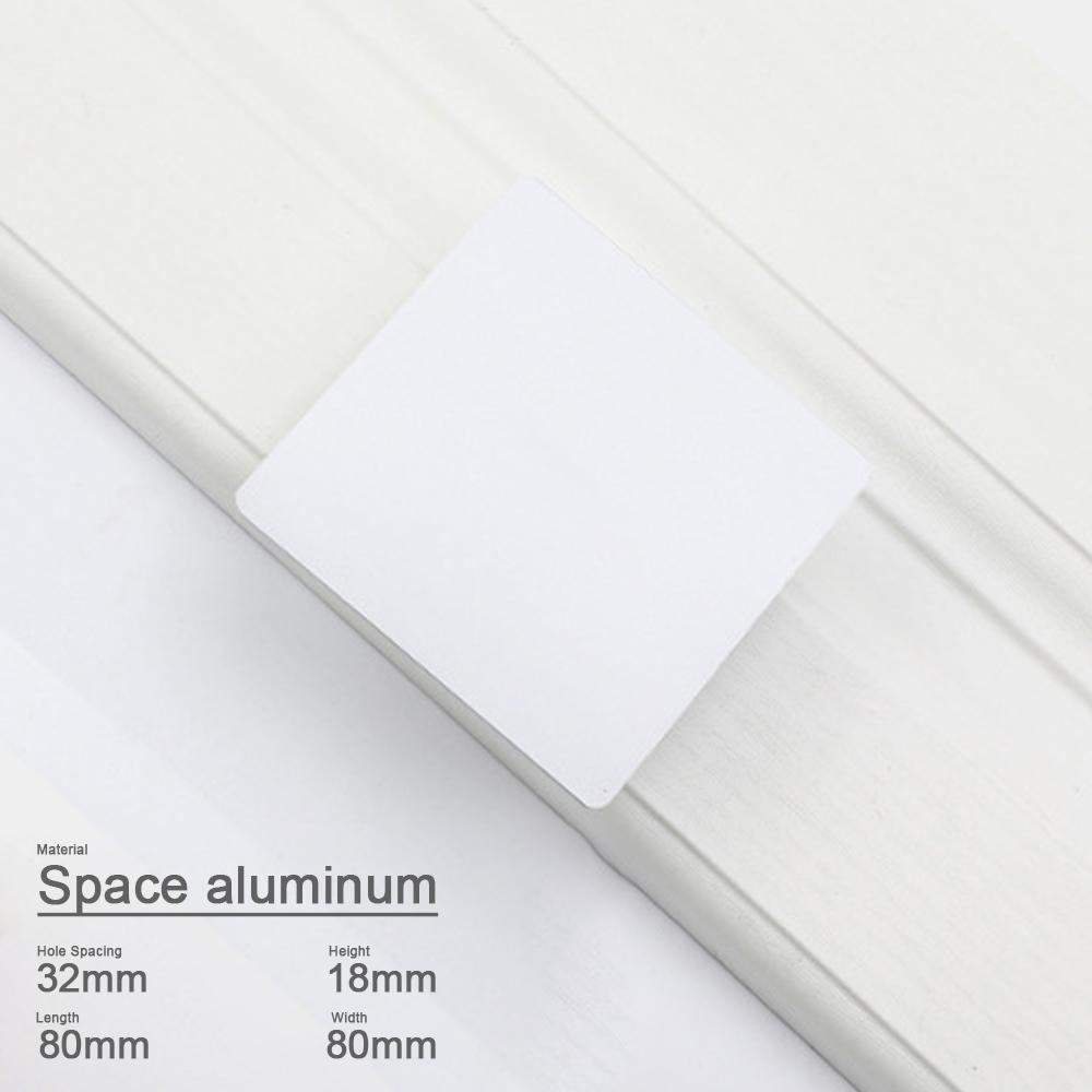 1pc Minimalist Square Handle Space Aluminum Pull Black Matte Silver Kitchen Bathroom Simple Modern Cabinet Drawer Wardrobe