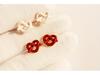 Red Enamel Heart Knot Earrings with White Drip Glaze