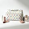 Waterproof PU Leather Checkerboard Makeup Bag: Large-Capacity, Portable Travel Wash Bag
