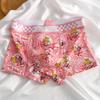 Men's Pink Cartoon Print Cotton Boxer Briefs - Mid-Waist, Breathable and Trendy