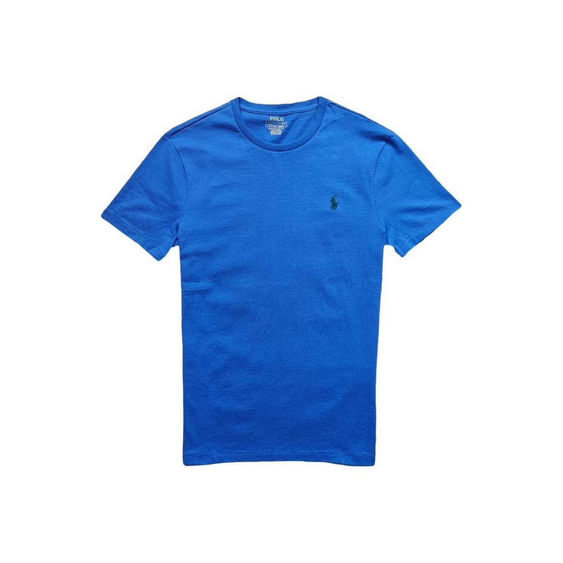 

Polo Ralph Lauren Solid Color Logo Embroidered Crew Neck Pullover Straight Fit Short Sleeve T-Shirt Men Tops Blue 710671438-158 S