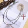Hip Hop Cross Pendant Waist Chain Metal Dual Layer Accessory For Men Women