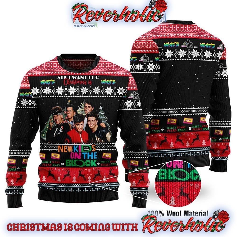 New Kids On The Block Black All I Want For Christmas Is NKOTB Have A Funk Sweate XXXXL