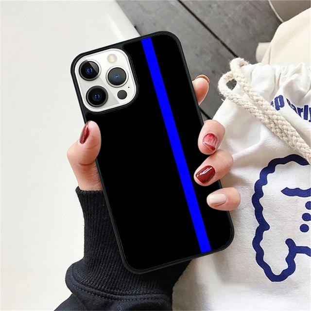 Police Thin Blue Line American Flag Phone Case Cover For iPhone 17 Air 15 16 Pro Max 14 13 12 11 Pro Max Plus