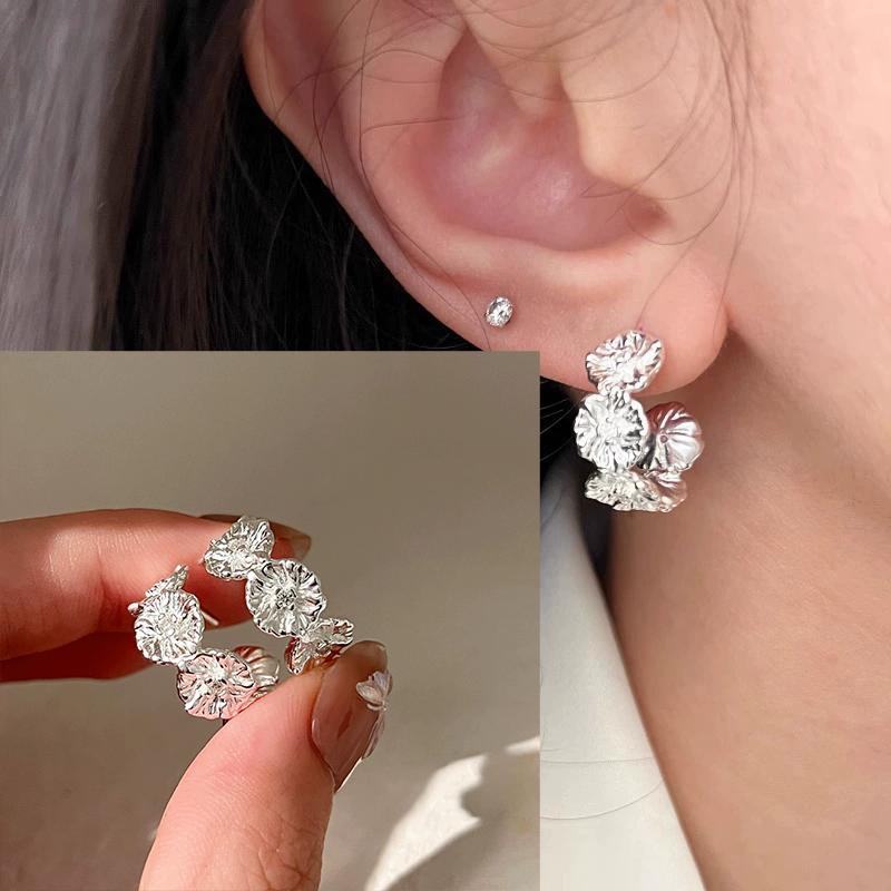 925 Silver Chunky Hoop Earrings for Women Geometric Circle Punk Ear Jewelry Party Gifts New