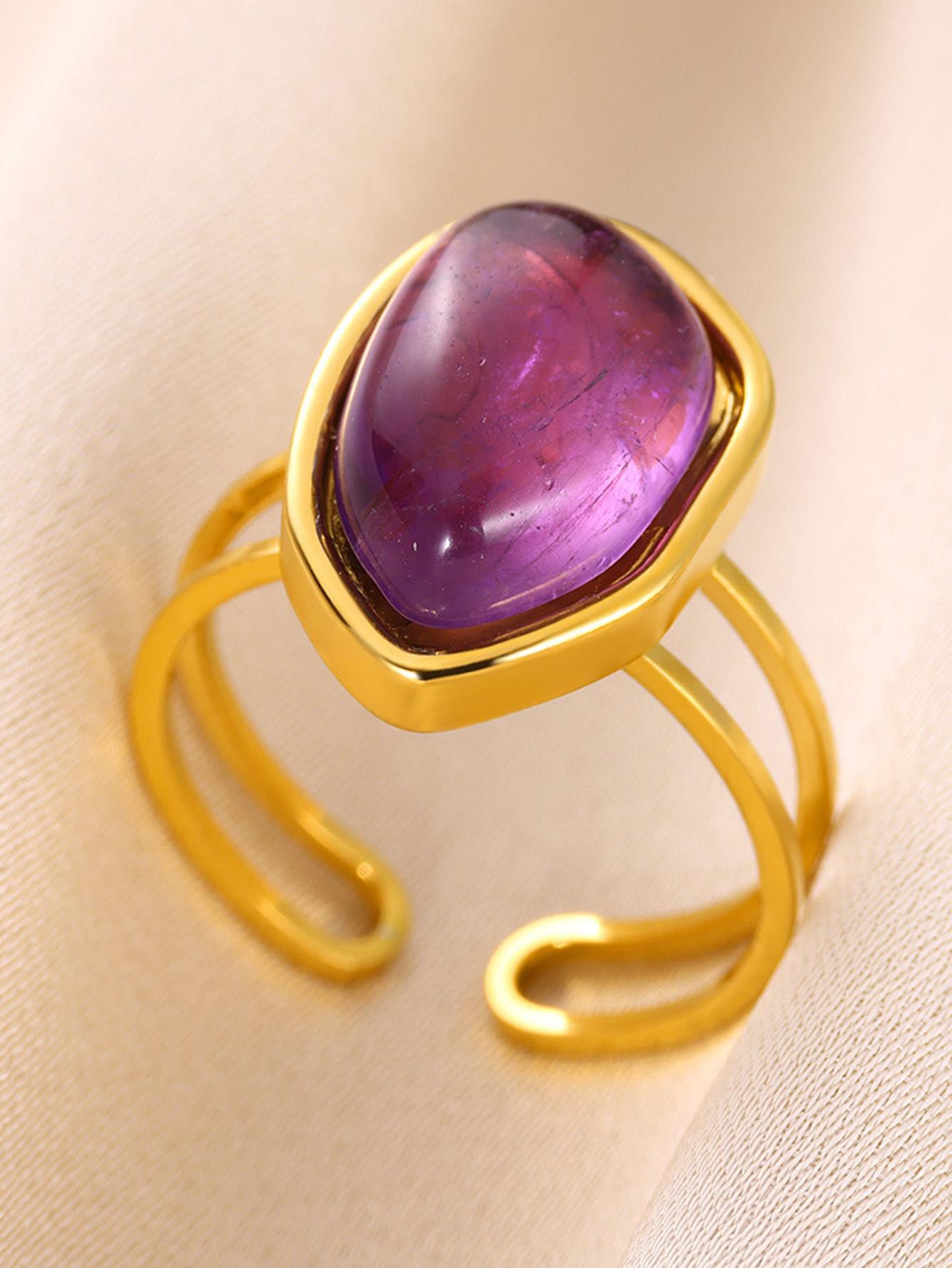 

Винтажные кольца в стиле бохо из нержавеющей стали с натуральным камнем для женщин, красочные зеленые кольца с камнем в виде цветка, открывающиеся, регулируемые, для свадьбы, вечеринки, с цирконом resizable