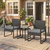 Synthetic Rattan Garden Furniture Set With 2 Chairs With Removable Cushions And Table With Gray Glass Top