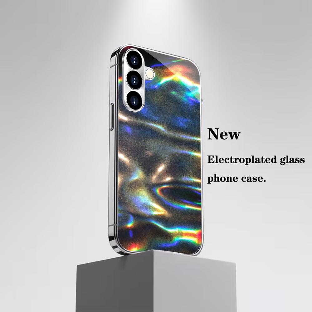 Colorful waves PhoneCase High-end Electroplating Glass PhoneCase for Samsung Galaxy S26 S25 S24 S23 S22 S21 FE,Ultra,Plus