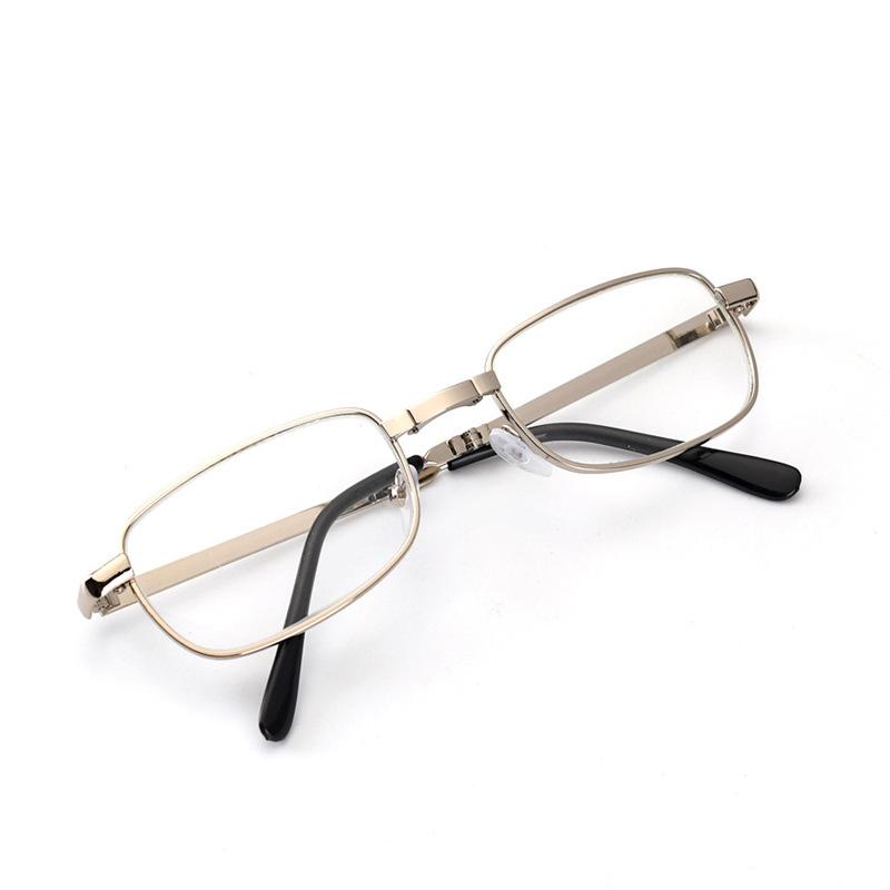 Folding Portable Metal Frame Glass Reading Glasses, Scratch-Resistant High Definition Reading Glasses