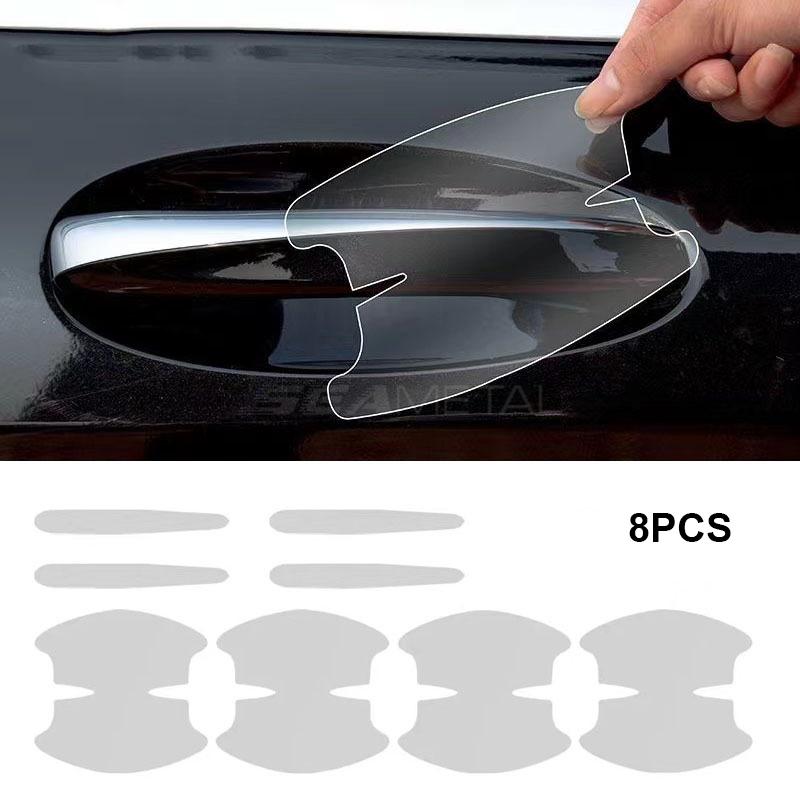 SEAMETAL 8PCS Universal Car Door Handle Bowl Scratch Protective Stickers Transparent Car Handle Anti-collision Protection Strip
