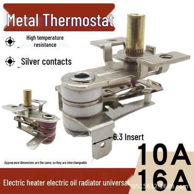 Electric Heater Thermostat 10A/16A - Metal Oil Radiator Temperature Control Switch, High Temperature Resistant Accessories