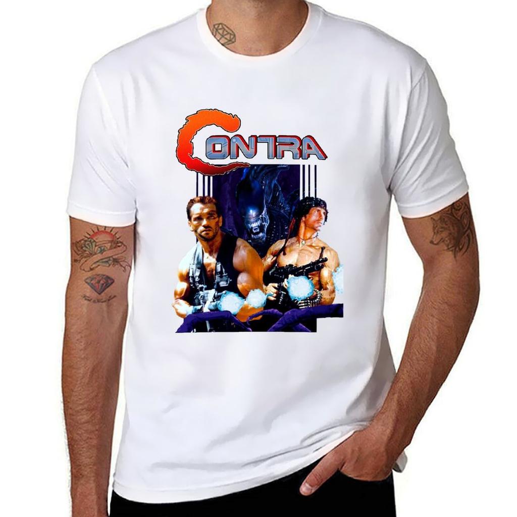 SCHWARZENEGGER COMUnisexDO and ALIENCONTRA GAME PARODY TShirt Industrial Work Tee Shirt