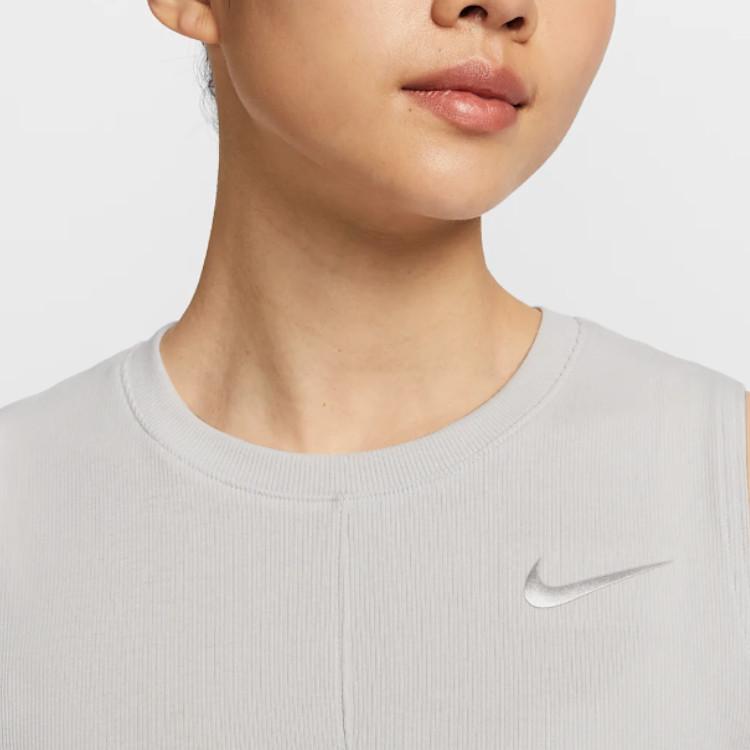 Nike Yoga Dri-Fit Round Neck Quick-Dry Fashion Sleeveless Top Women Tops Cangye-Gray IB7913-078