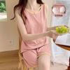 2024 Summer Solid Color Sleeveless Vest Pajamas New Korean Style Home Clothing Set