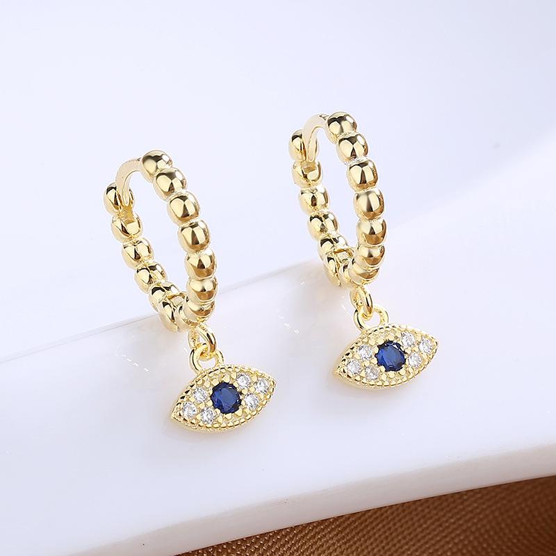 Earrings Femininity High-End Zircon Light Luxury Cross Star And Moon Asymmetric Ear Buckle Jewelry