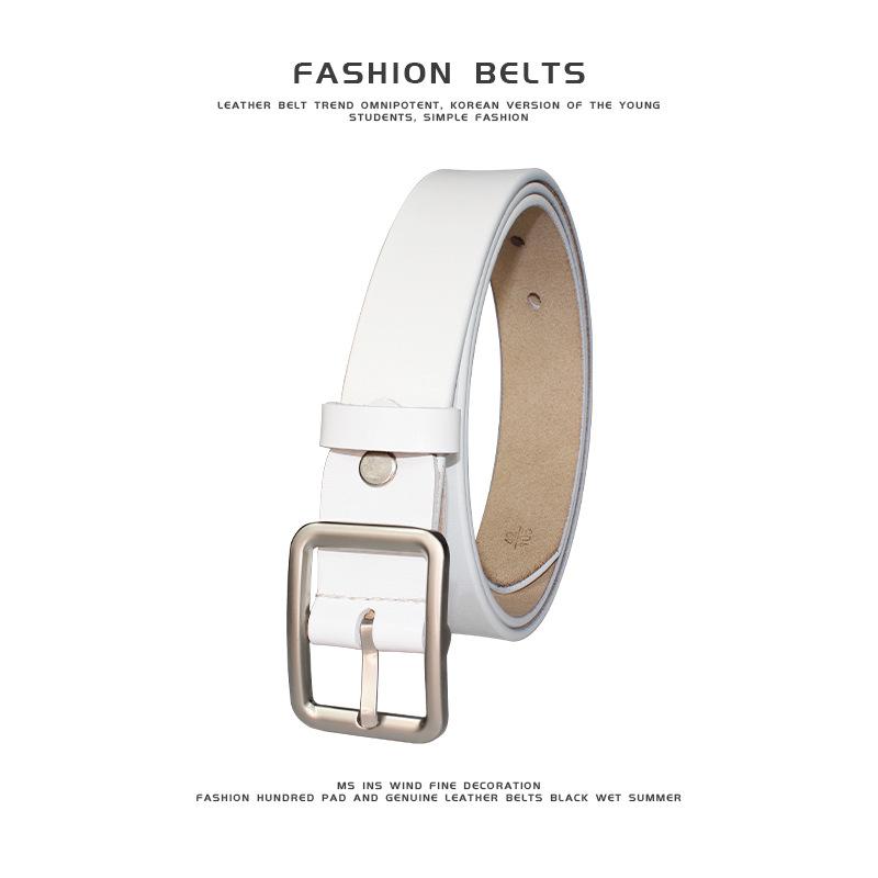 Women's Genuine Leather Belt, Black Casual Fashion Belt, Thin Decorative Simple Versatile Korean Style Belt for Jeans and Trousers