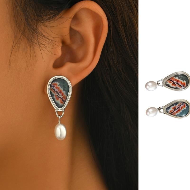 Shimmering Art Pearls Dangle Earrings Alloy Texture Comfortable Wear Women Jewelry Suitable for Fashion Lover Present