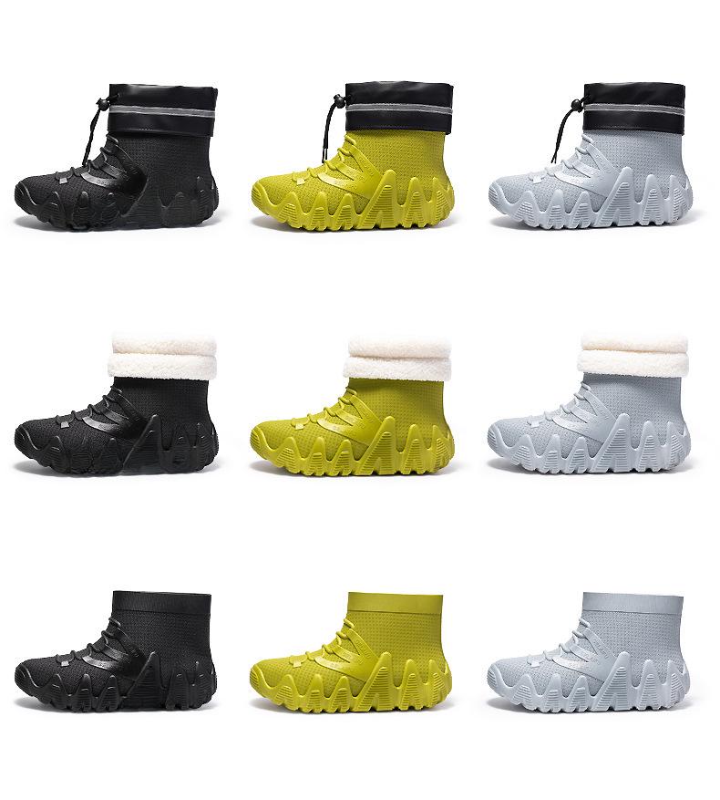 Men's Waterproof PVC Mid-Cut Snow Boots with Thick Non-Slip Sole, Fashionable, Warm, Dual-Purpose Casual Rubber Shoes.