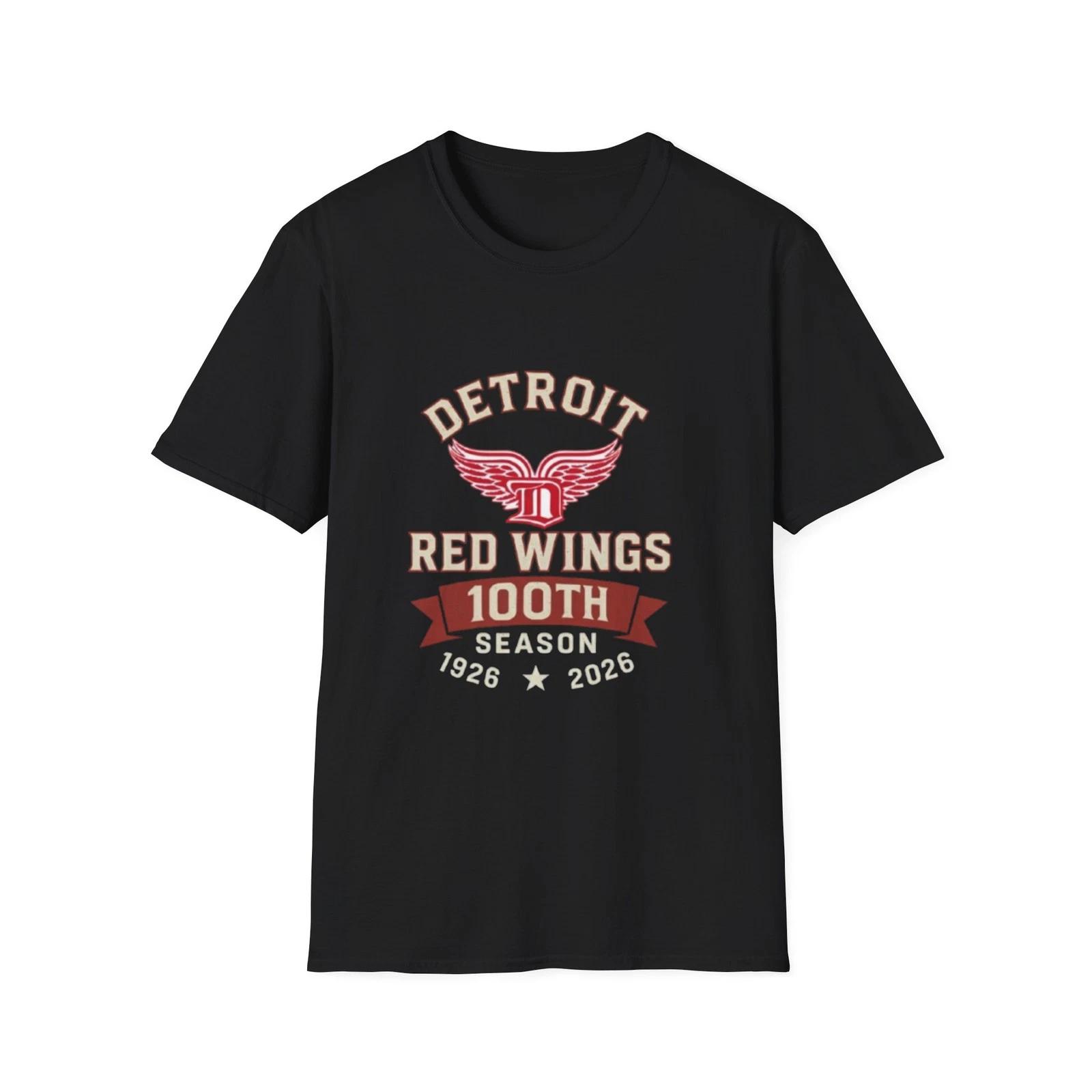 

Detroit Red Wings 100th Season Unisex Softstyle T-Shirt, Hockey Fan Shirt 3XL