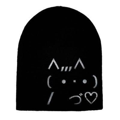 ÜBERirdische Katzen-Emoji-Beanie [Schwarz]