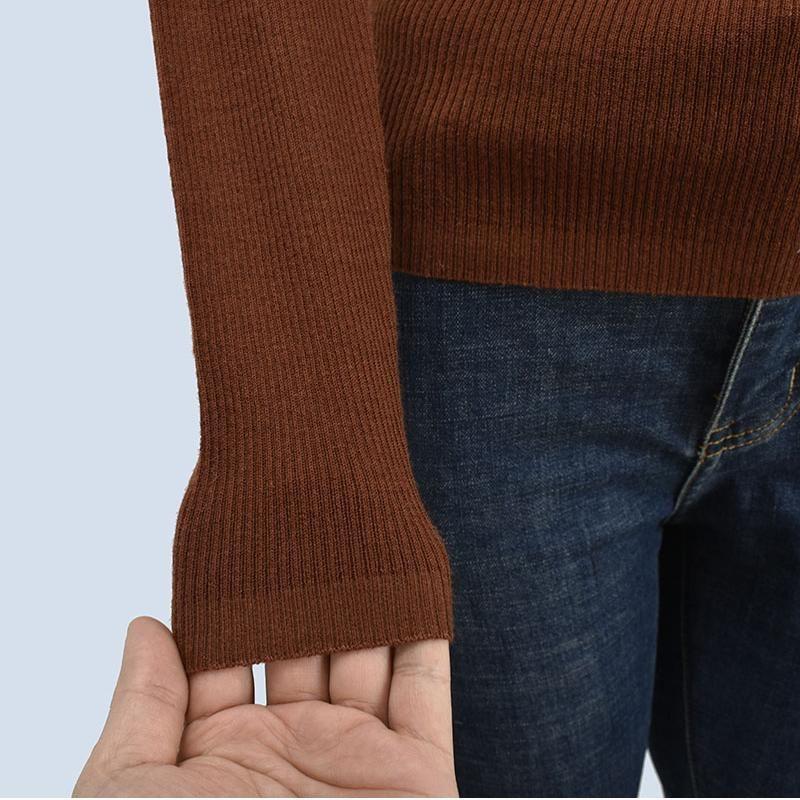 Soft Glutinous Six Wool Shirt Beaded High Elasticity Half-High Collar Long Sleeves Bottoming Shirt Female Slimming Inner Knitting Tops