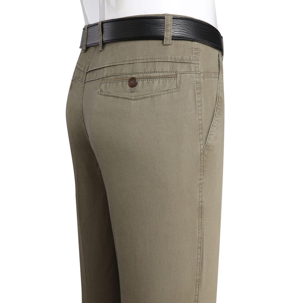 Summer Middle-aged and Elderly Men's Thin Cotton Casual Trousers Men Straight Loose Trousers High-waisted Dad Trousers Father Men's Trousers