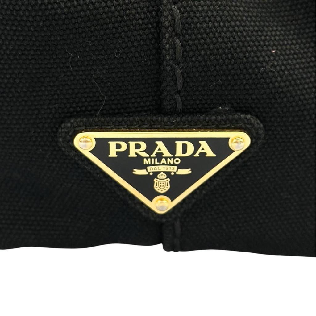 PRADA Canapa Handbag black Women 2-way triangle logo used