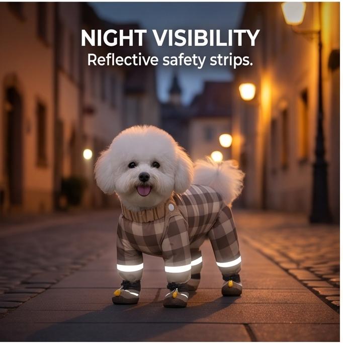 Waterproof 4-Legged Dog Coveralls, Anti-Dirt Pet Outfit for Small to Medium Dogs, Outdoor Walking Wear