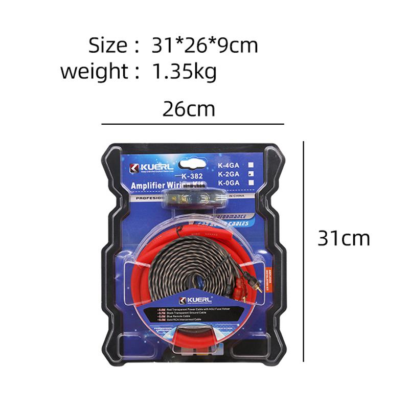 2GA Subwoofer Audio Cable 60 AMP Fuse Wiring Fuse Holder Wire Cable Copper Clad Aluminum Car Amplifier Cable Audio Modification