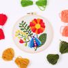 Flower Punching Needle Embroidery Set with Pattern Instruction Hoop Yarn Needle for Adult Beginner Punching Needle Set