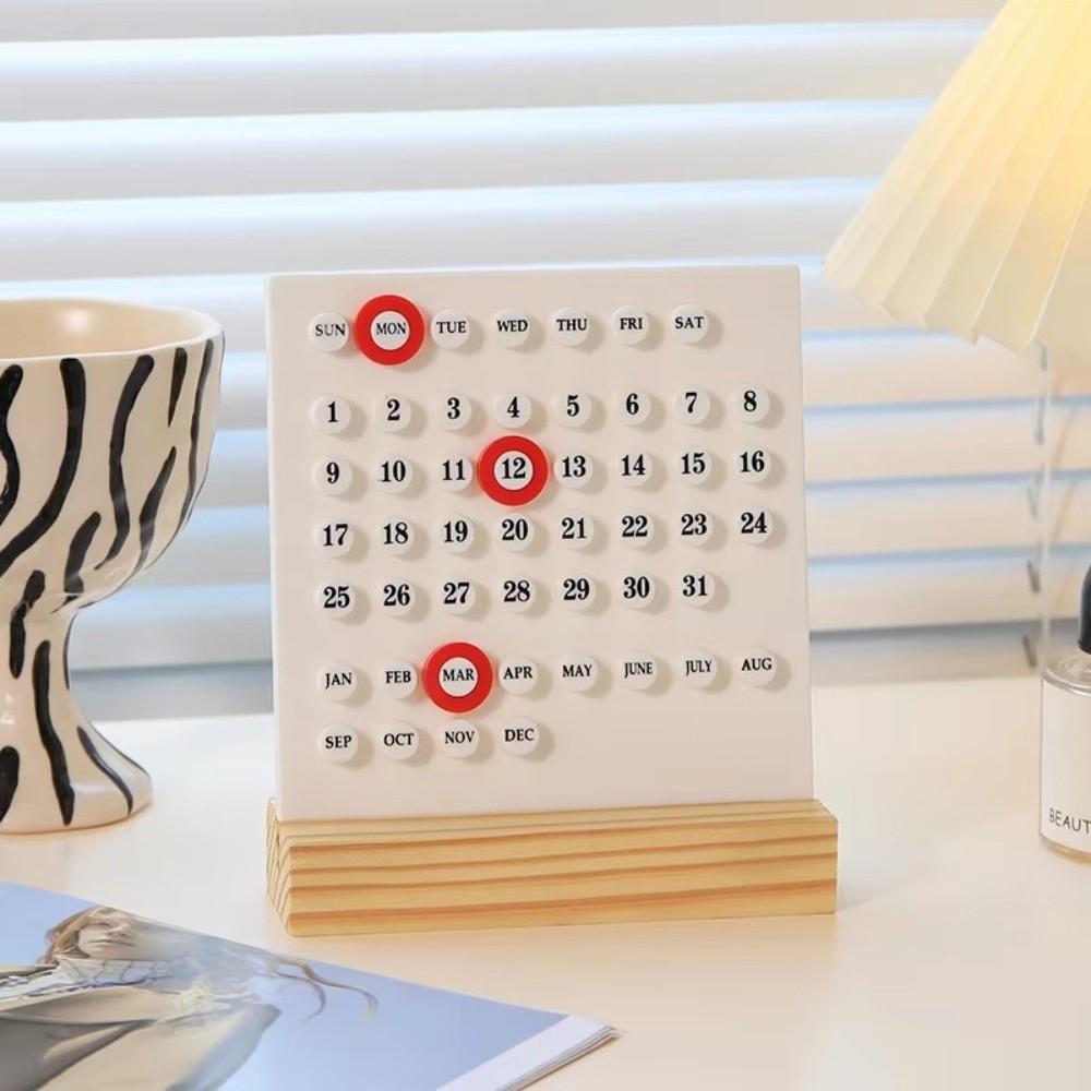 Acrylic Calendar Stand Wooden Base Desktop Calendar Nordic Perpetual Calendar  Desktop Ornament