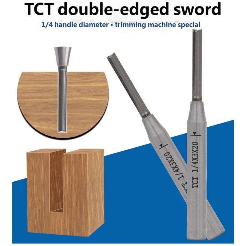 Straight Router Bits 1/4Inch Shank Double Flute Straight Grooving Bit Straight Router Bit for Woodworking Grooves