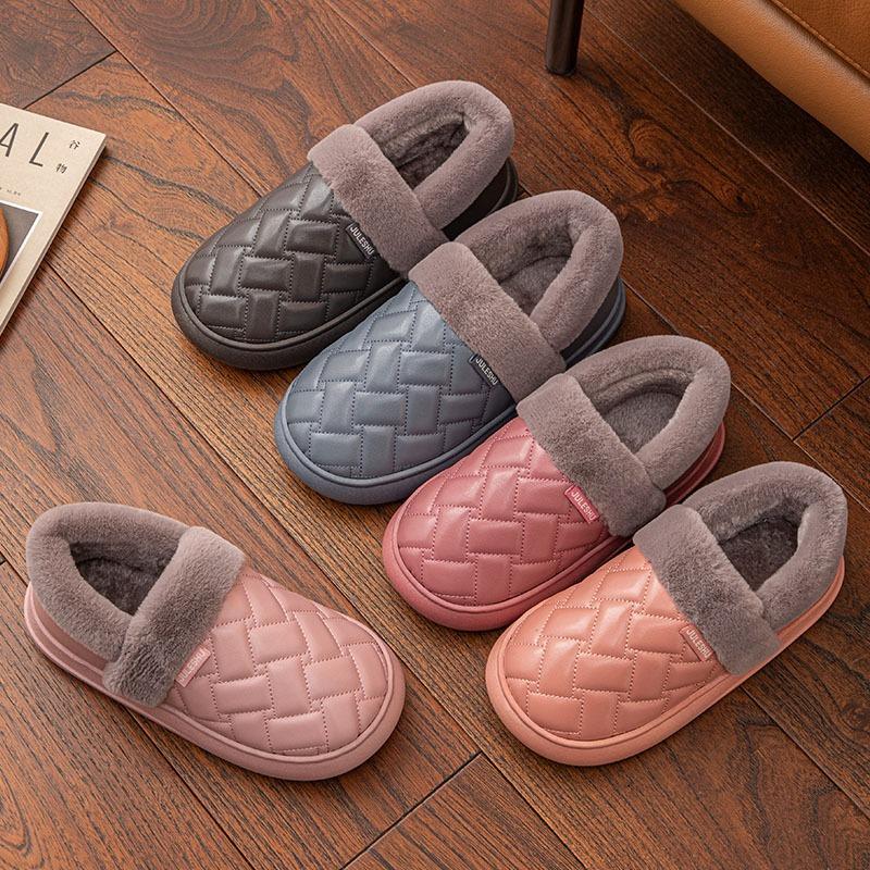 pu waterproof cotton shoes for women's new winter warm and non-slip cotton scoop for the elderly, one pedal for women's shoes, winter velvet for women