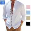 Amazon Wih Ebay New Men's Retro Cotton and Linen Casual Loose Long-sleeved Shirt