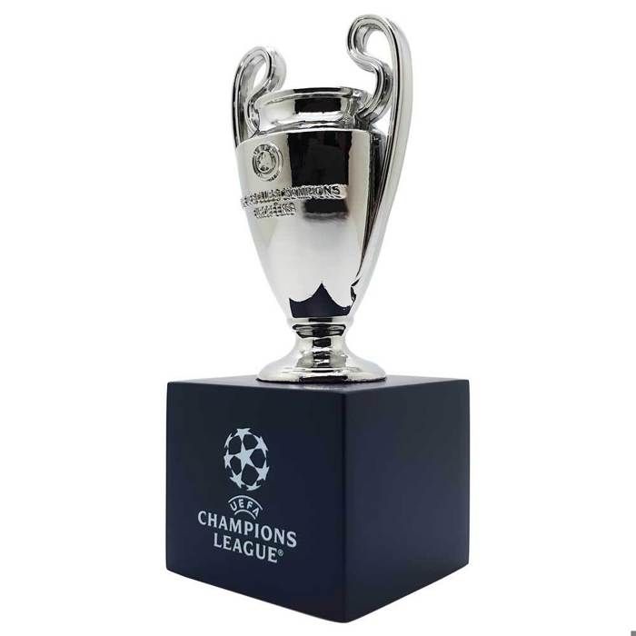 Trophée - am ball com - uefa champions league - 70 mm - socle en bois - réplique 3d
