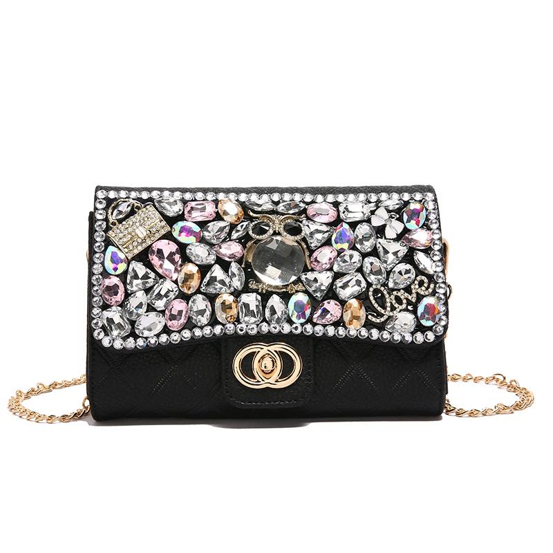 Premium bag women's new versatile small fragrant chain messenger bag fashionable diamond-encrusted clutch bag dinner bag