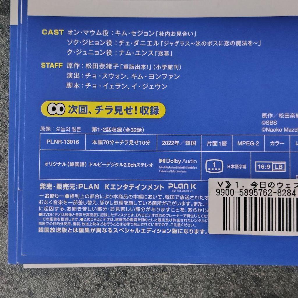 [USED] Korean Drama DVD "Today's Webtoon" (all Episodes) Rental