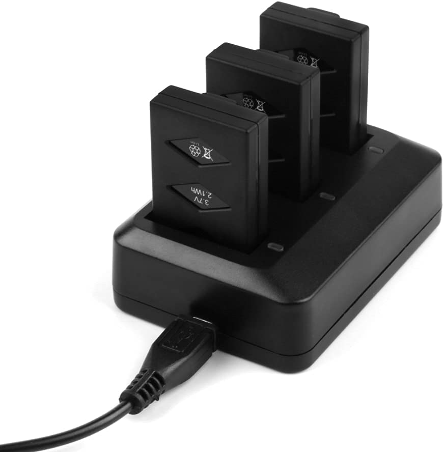 Set of 3 LiPo Batteries 3.7V 600mAh 20C for Parrot MiniDrone | 3-Port Fast Charger with IC Protection | Wide Compatibility with Drones & RC Models