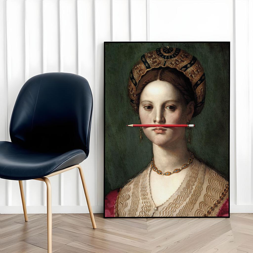 Plakat portret czerwony ołówek w ramie